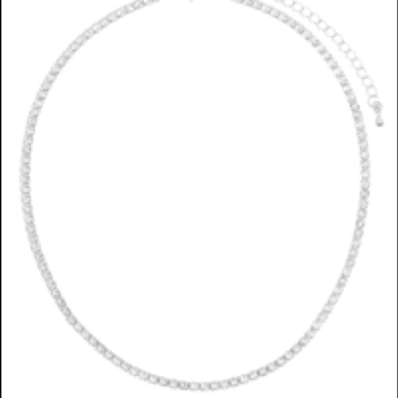 Single Line CZ Choker Necklace & Earring Set - Picture 2 of 4